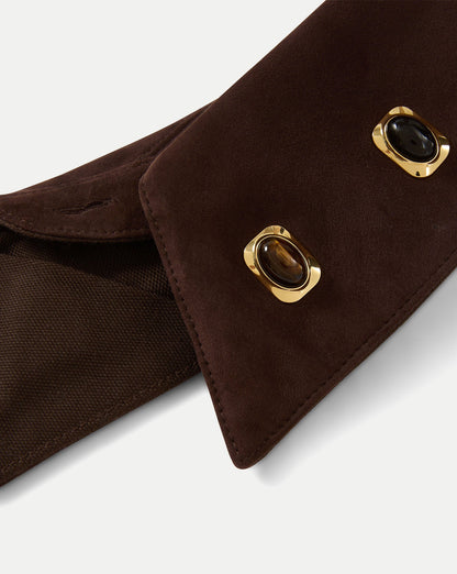 Suede Cabochon Collar in Dark Brown Espresso - Veronica Beard Recommended