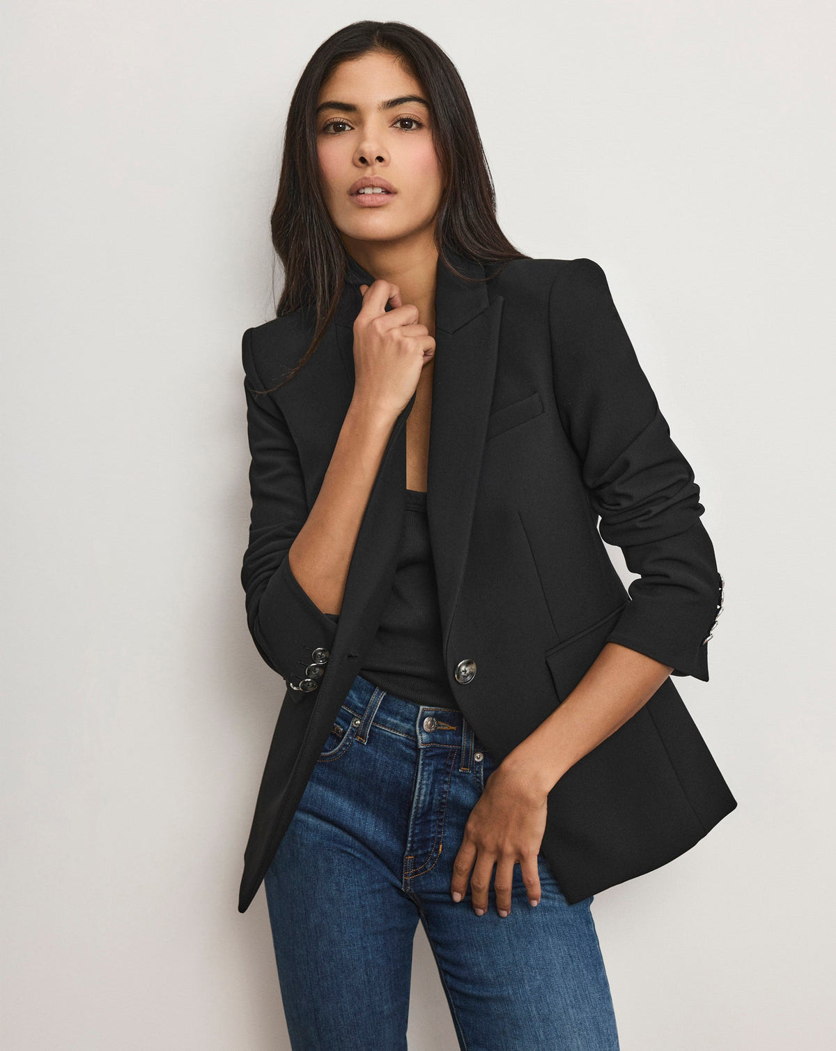 Miller Single-Breasted Dickey Jacket Blazer in Black - Veronica Beard Best Seller
