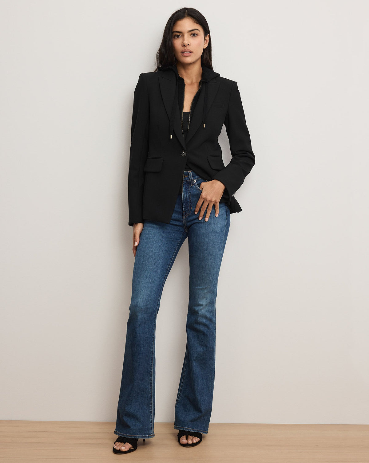 Miller Single-Breasted Dickey Jacket Blazer in Black - Veronica Beard Best Seller