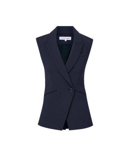 Ciel Tailored Vest in Navy - Veronica Beard Popular