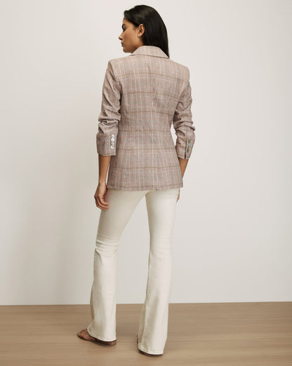 Clayton Plaid Dickey Jacket in Beige Raisin Multi - Veronica Beard Hot Sale