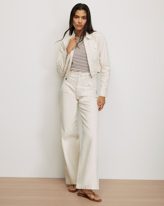 Patty Cropped Moto Jacket in Ecru - Veronica Beard Sale