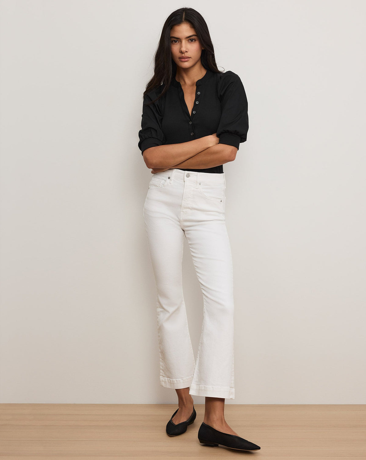 Carson Kick-Flare Jean | Extended in White - Veronica Beard Essential