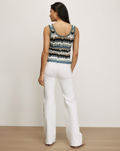 Sandra Knit Tank Top in Sage/Navy/White - Veronica Beard Best Price