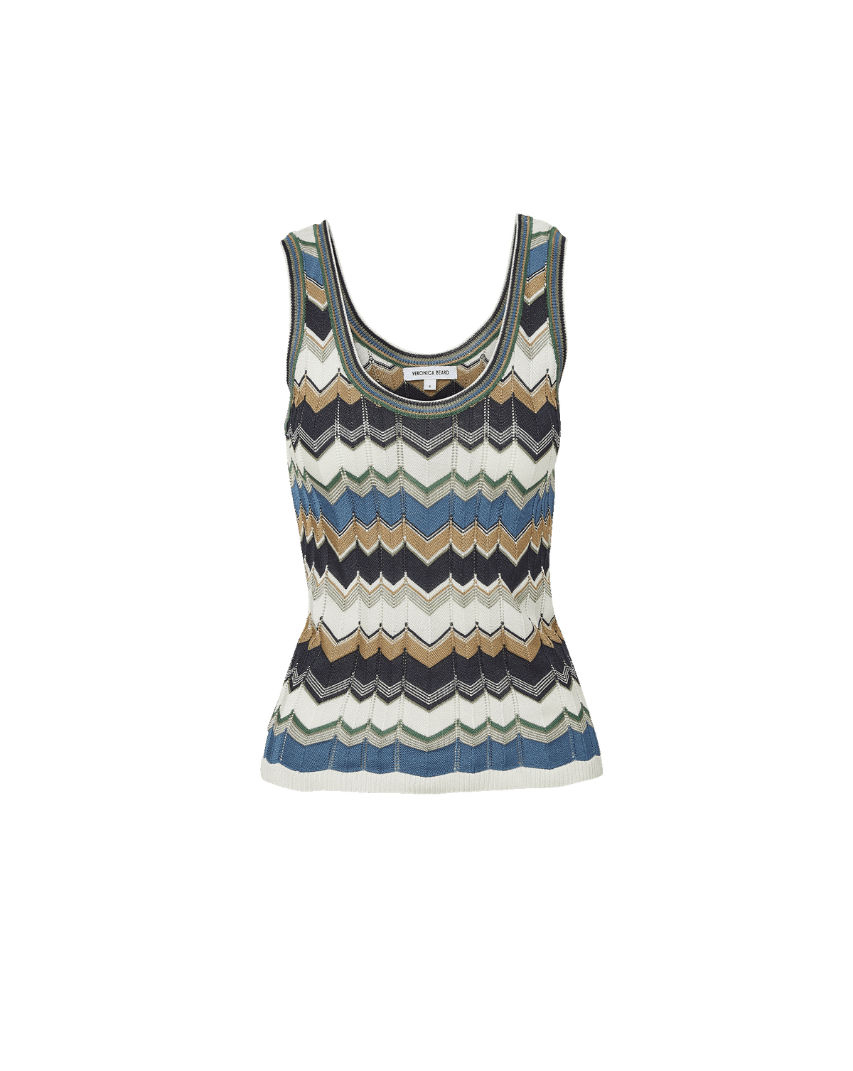 Sandra Knit Tank Top in Sage/Navy/White - Veronica Beard Best Price