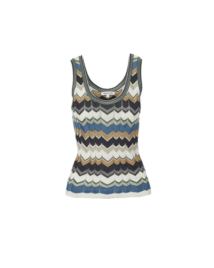 Sandra Knit Tank Top in Sage/Navy/White - Veronica Beard Best Price