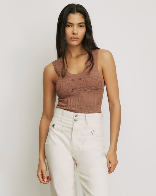 Sandra Knit Tank Top in Dark Nude Chai - Veronica Beard Value