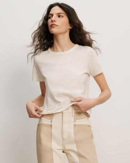 Carla Crewneck T-Shirt in White - Veronica Beard Value