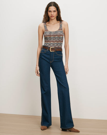 Sandra Knit Tank Top in Rust Multi-Color - Veronica Beard Sale