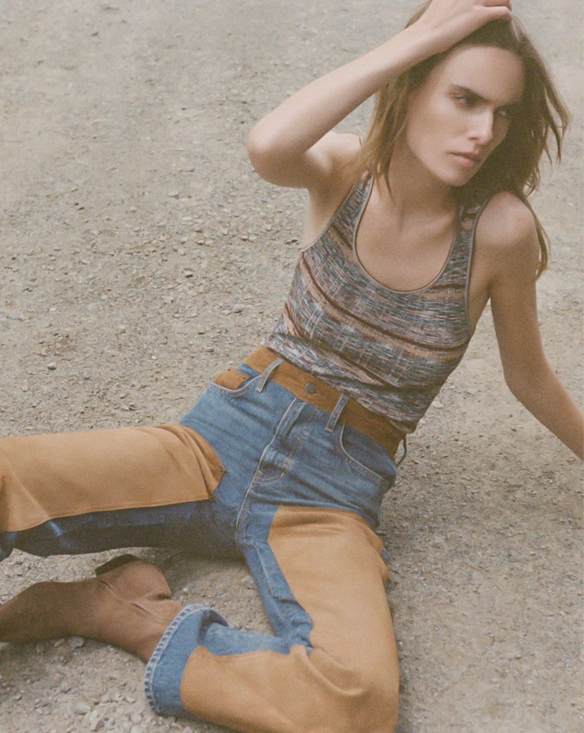 Sandra Knit Tank Top in Rust Multi-Color - Veronica Beard Sale