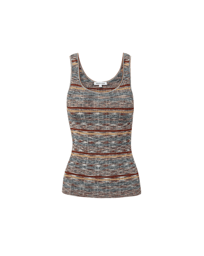 Sandra Knit Tank Top in Rust Multi-Color - Veronica Beard Sale