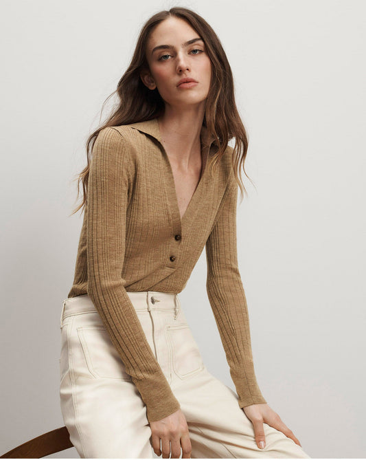 Rouni Merino Wool Pullover in Dark Khaki - Veronica Beard Deals