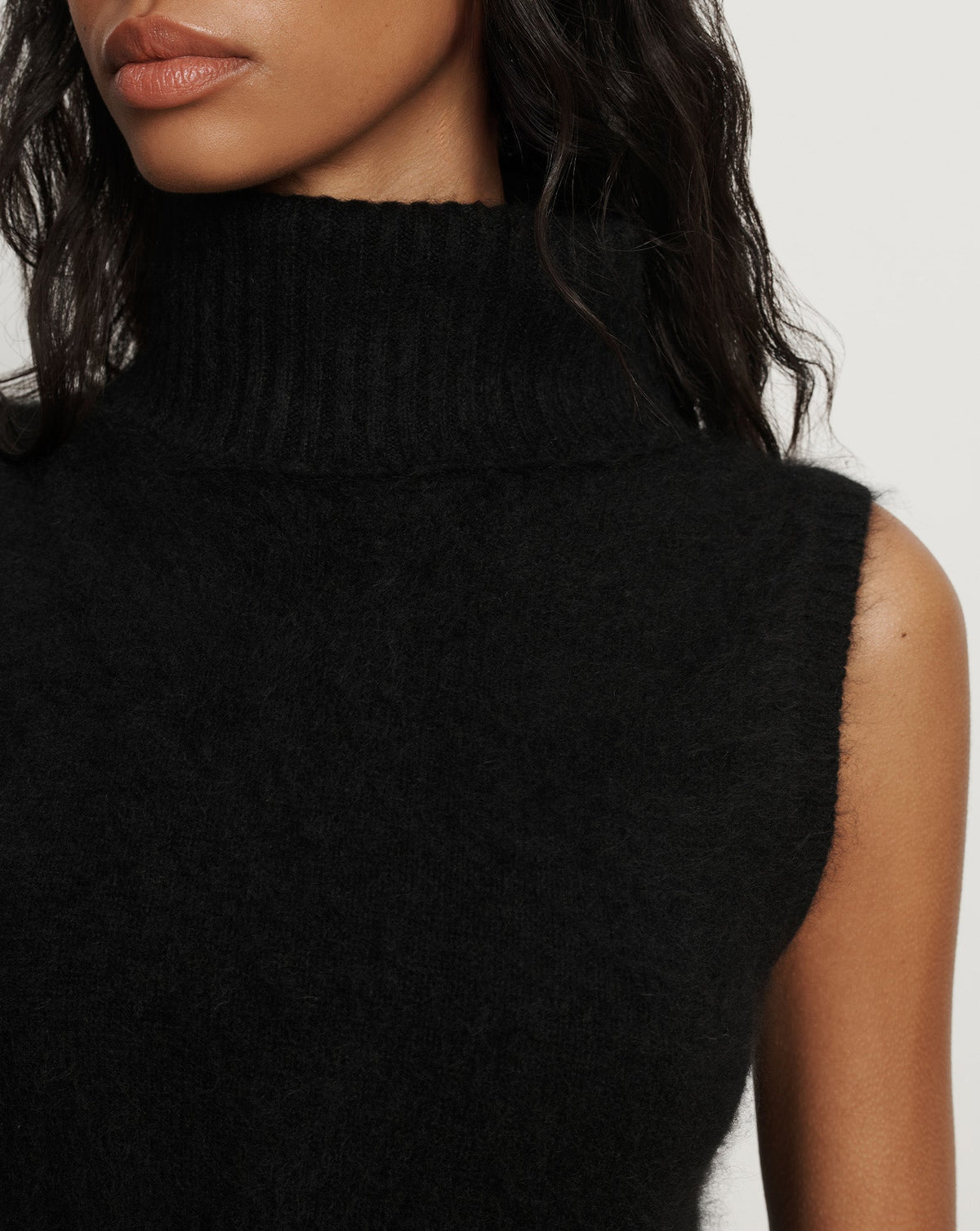 Mazzy Brushed Cashmere Sleeveless Sweater in Black - Veronica Beard Discount