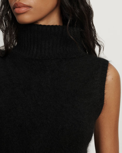 Mazzy Brushed Cashmere Sleeveless Sweater in Black - Veronica Beard Discount