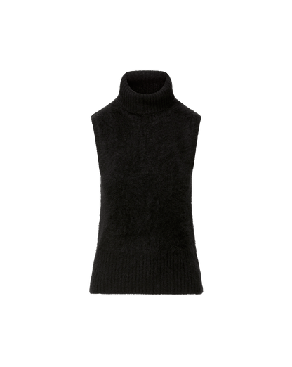 Mazzy Brushed Cashmere Sleeveless Sweater in Black - Veronica Beard Discount
