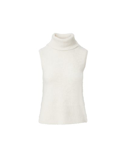 Mazzy Brushed Cashmere Sleeveless Sweater in Ivory - Veronica Beard Recommended