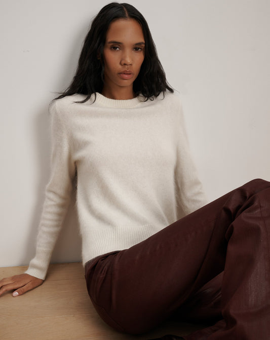 Pippen Brushed Cashmere Pullover in Ivory - Veronica Beard Hot Sale