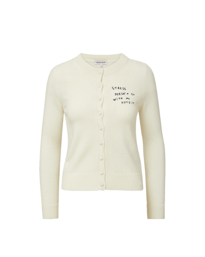 Daro Embroidered Cashmere Cardigan in Ivory - Veronica Beard New