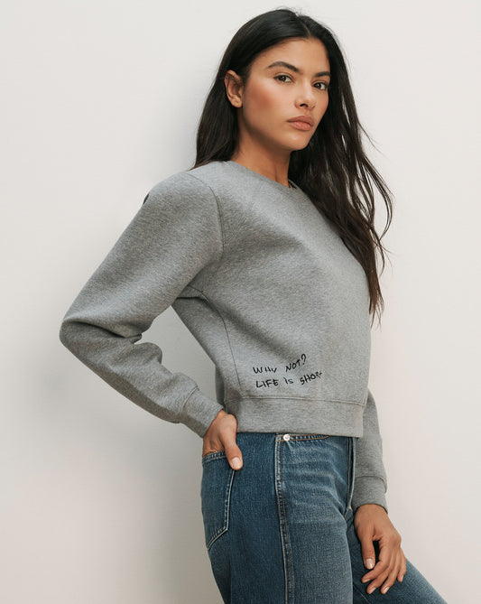 Beaumont Embroidered Sweatshirt in Light Heather Grey - Veronica Beard Customer Favorite