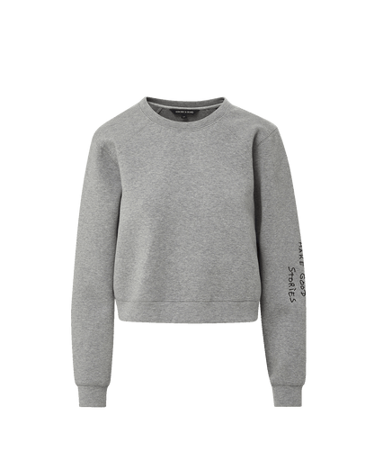 Beaumont Embroidered Sweatshirt in Light Heather Grey - Veronica Beard Popular