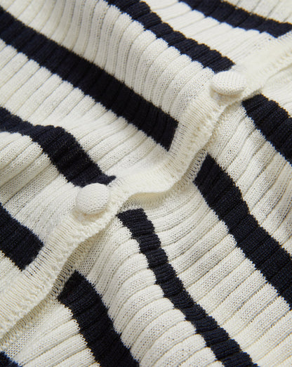 Anwin Merino Wool Cardigan in Dove White & Navy Stripes - Veronica Beard Everyday