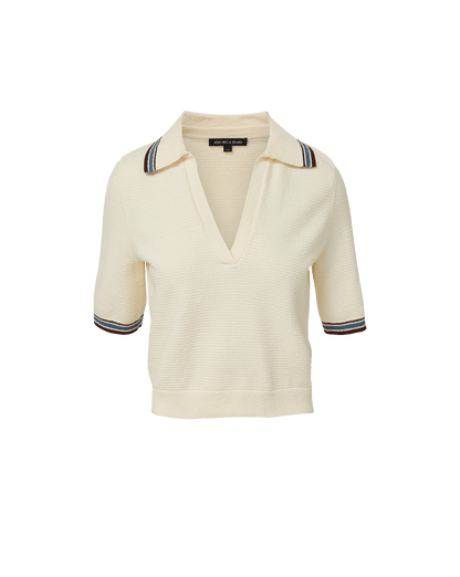 Quinelle Knit Polo Top in Ecru - Veronica Beard Customer Favorite