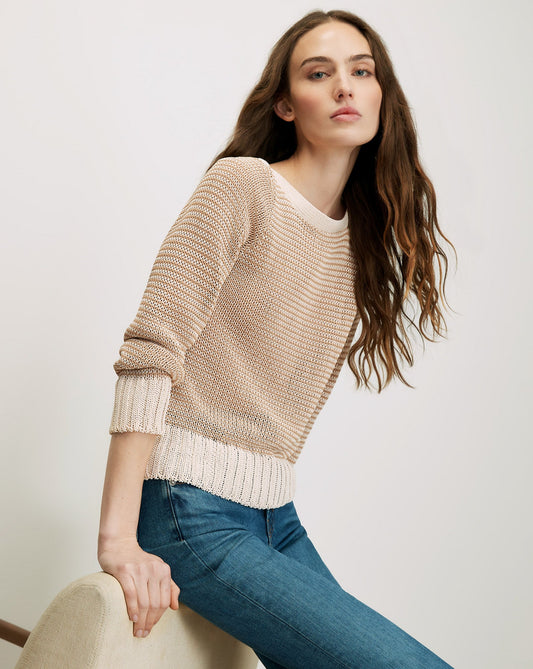 Orlian Knit Pullover in Chai/Ecru - Veronica Beard Customer Favorite