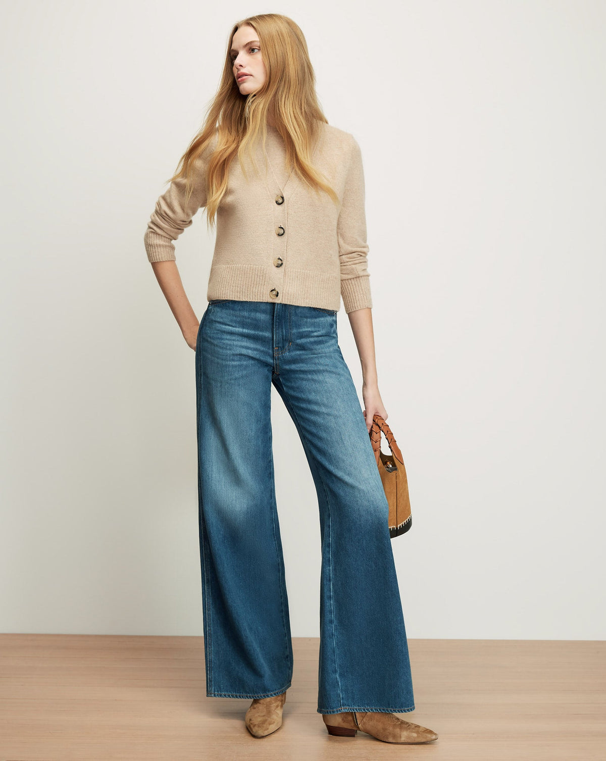 Solene Cashmere Cardigan in Oatmeal - Veronica Beard Hot Sale