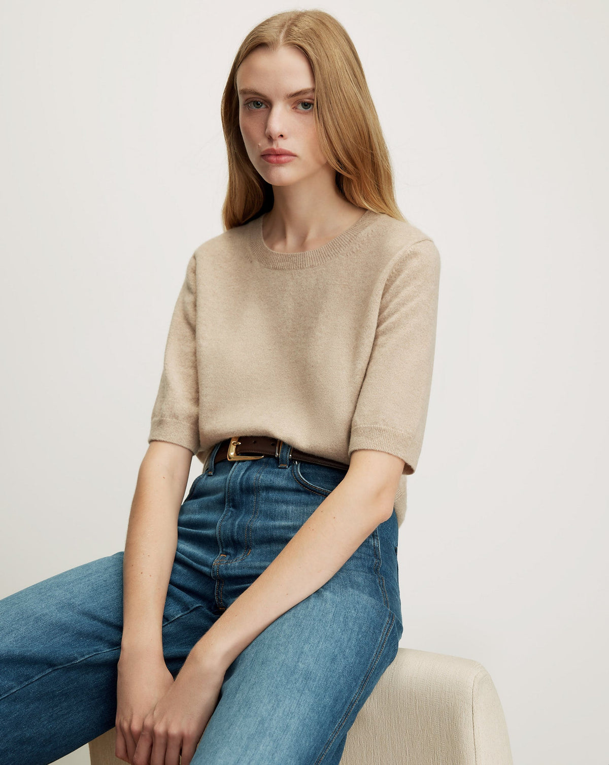 Shana Cashmere Sweater in Oatmeal - Veronica Beard Premium