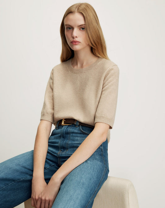 Shana Cashmere Sweater in Oatmeal - Veronica Beard Premium