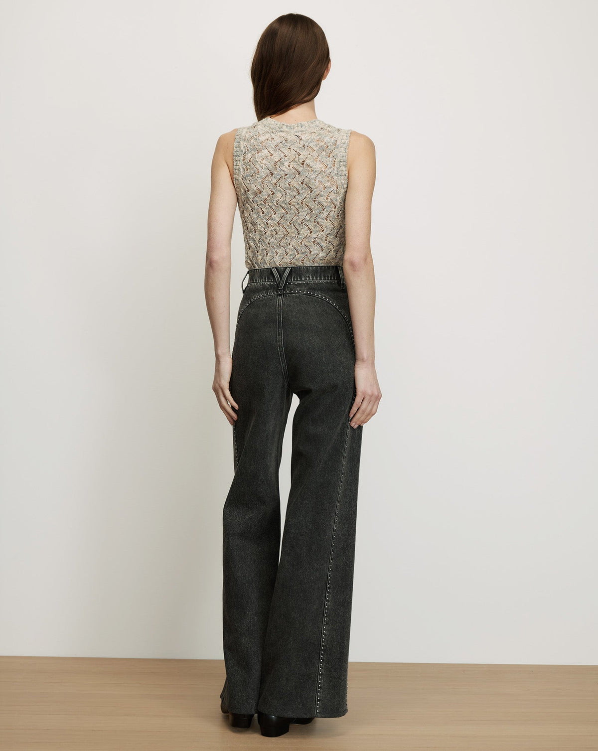 Jerrel Cropped Knit Tank Top in Off-White Dove Multi - Veronica Beard Exclusive