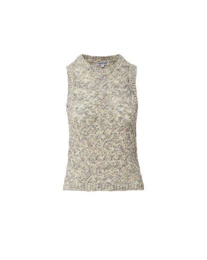 Jerrel Cropped Knit Tank Top in Off-White Dove Multi - Veronica Beard Exclusive
