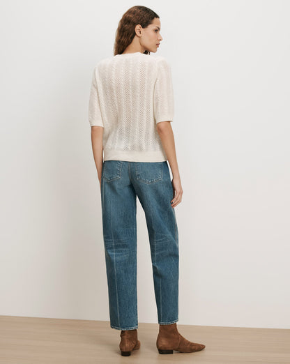 Shana Pointelle Sweater in Dove White - Veronica Beard Deals