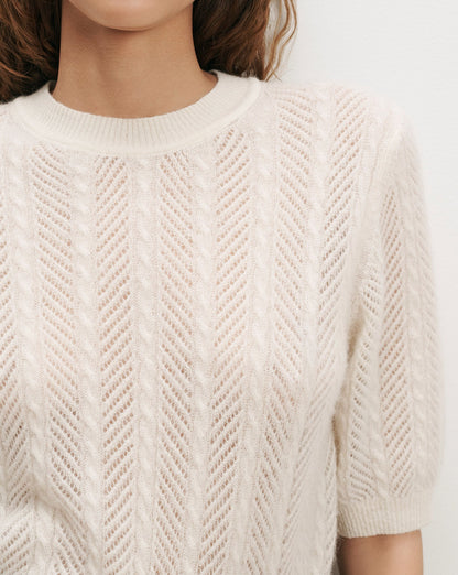 Shana Pointelle Sweater in Dove White - Veronica Beard Deals