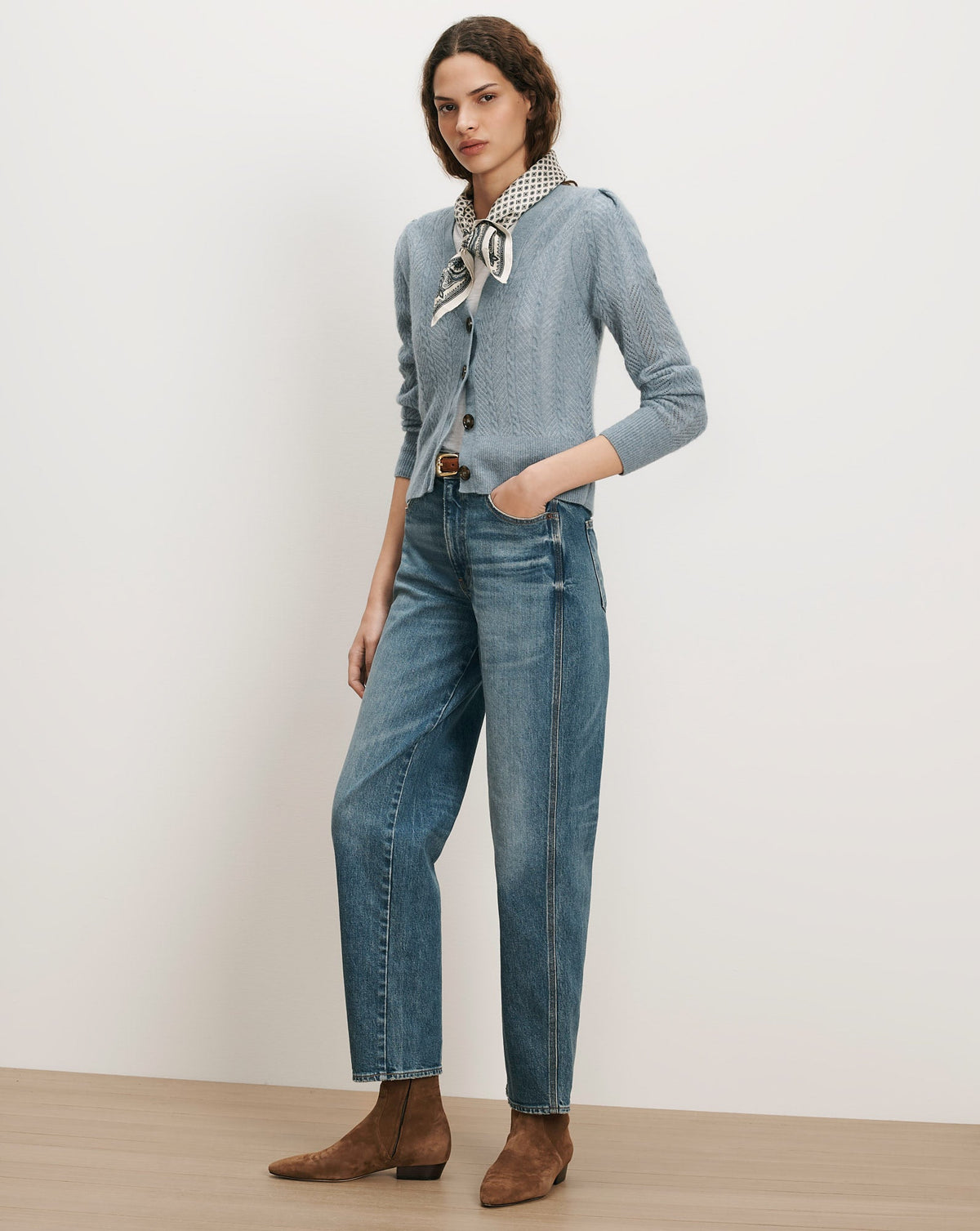 Solene Pointelle Cardigan in Blue River - Veronica Beard Everyday