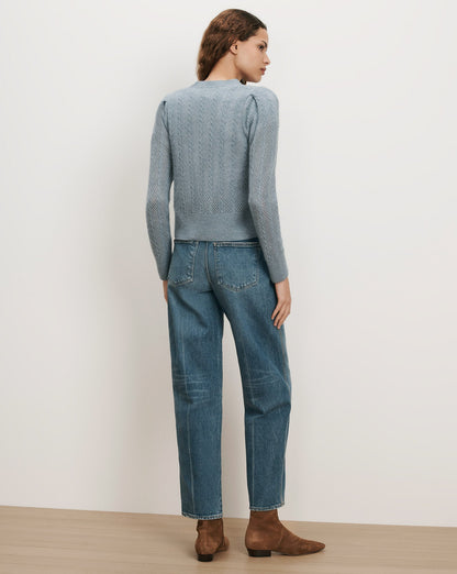 Solene Pointelle Cardigan in Blue River - Veronica Beard Everyday