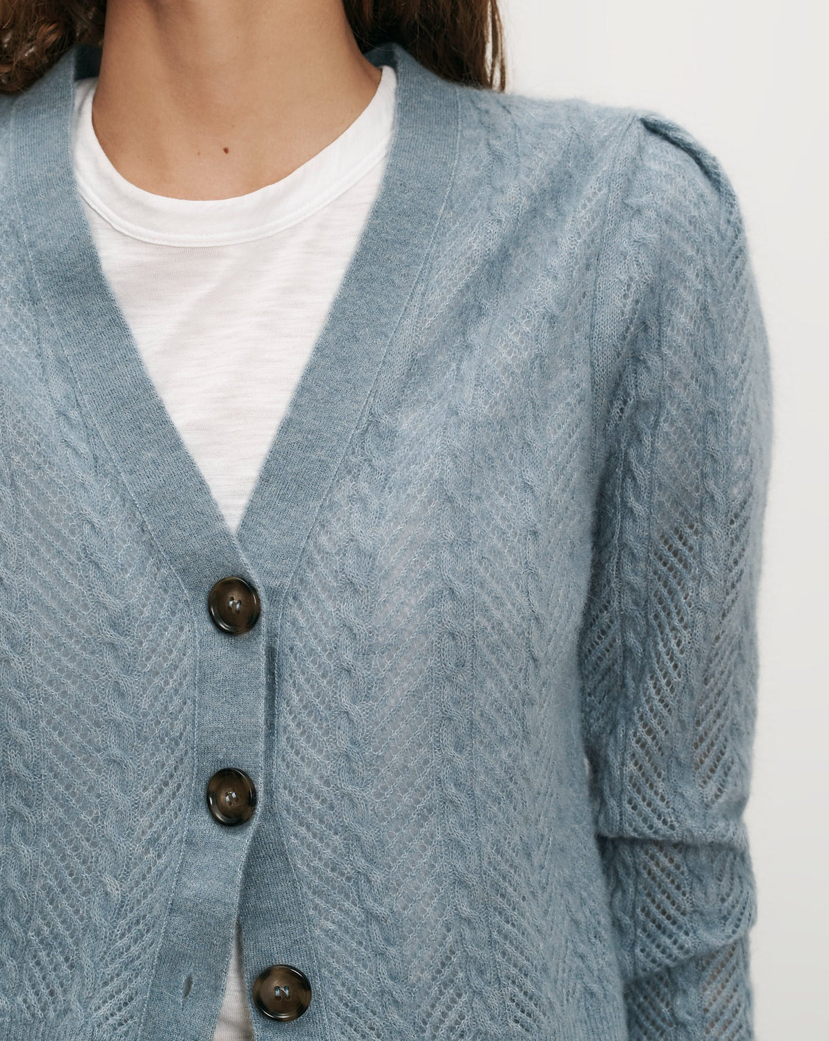 Solene Pointelle Cardigan in Blue River - Veronica Beard Everyday