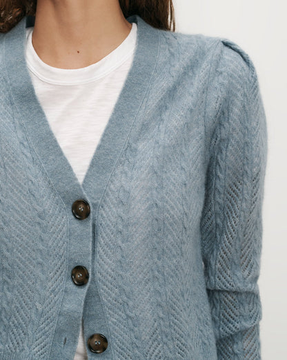 Solene Pointelle Cardigan in Blue River - Veronica Beard Everyday