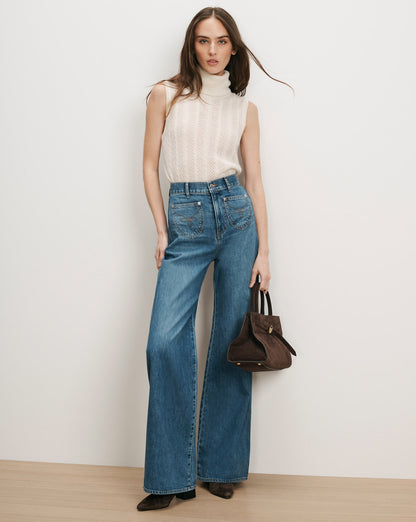 Mazzy Pointelle Sleeveless Sweater in Dove White - Veronica Beard Recommended