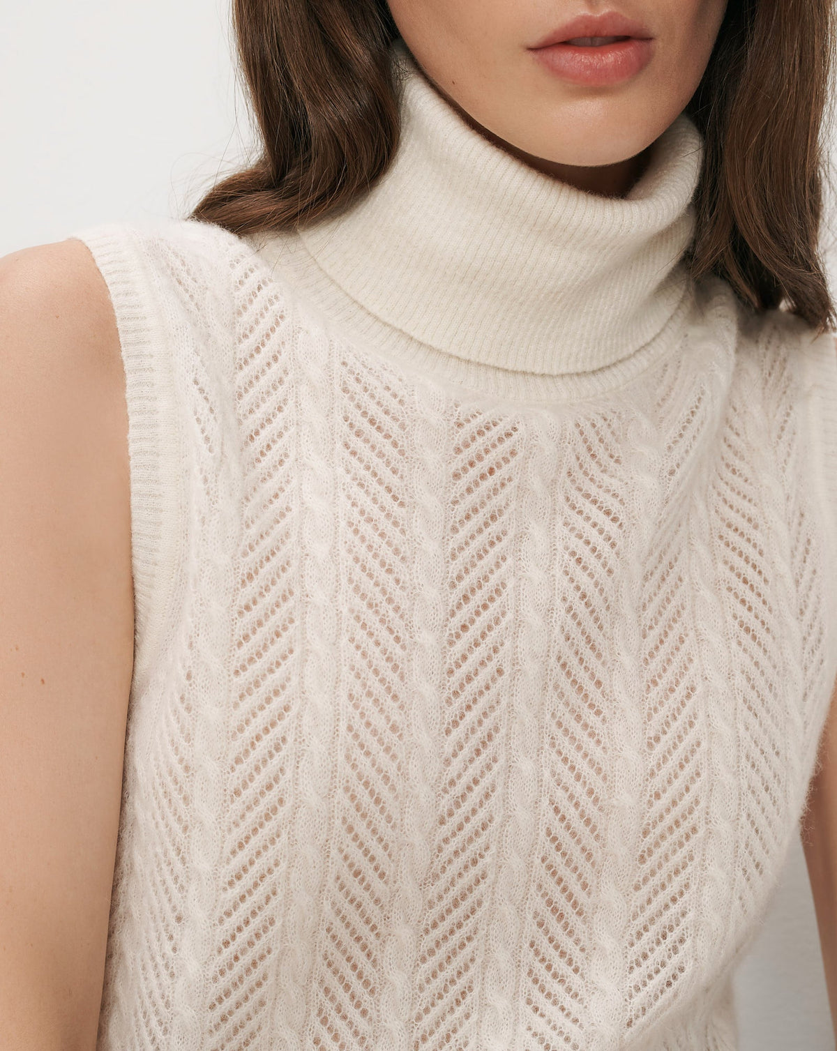 Mazzy Pointelle Sleeveless Sweater in Dove White - Veronica Beard Recommended