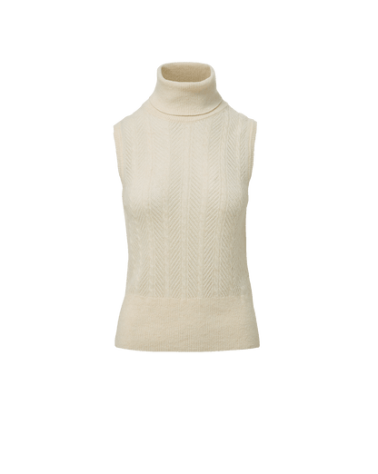 Mazzy Pointelle Sleeveless Sweater in Dove White - Veronica Beard Recommended