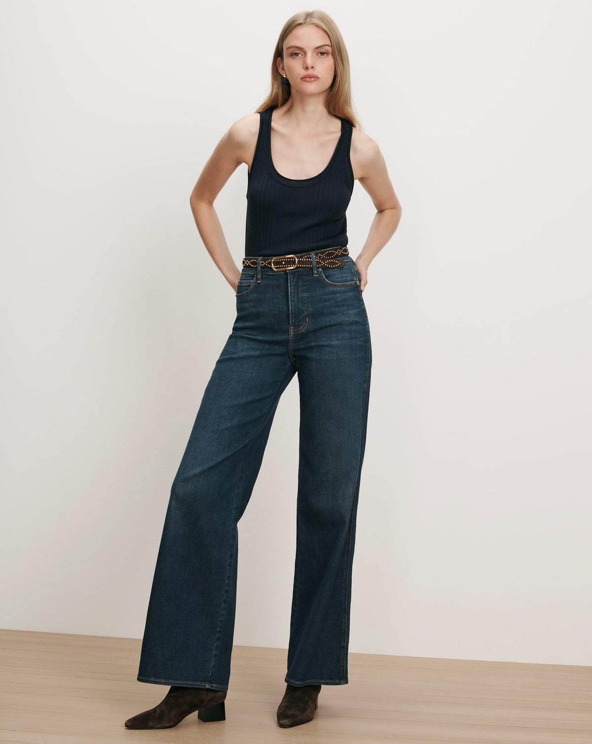 Birke Merino Wool Tank Top in Heritage Navy Melange - Veronica Beard Best Price