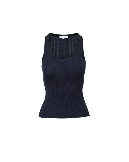 Birke Merino Wool Tank Top in Heritage Navy Melange - Veronica Beard Best Price