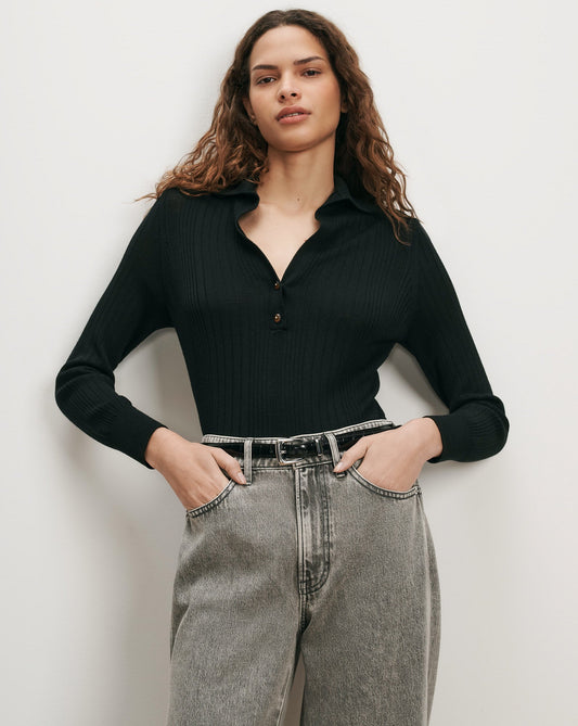 Rouni Merino Wool Pullover in Black - Veronica Beard Smart Buy