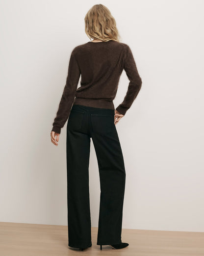 Frankie Brushed Cashmere Pullover in Dark Brown - Veronica Beard Sale