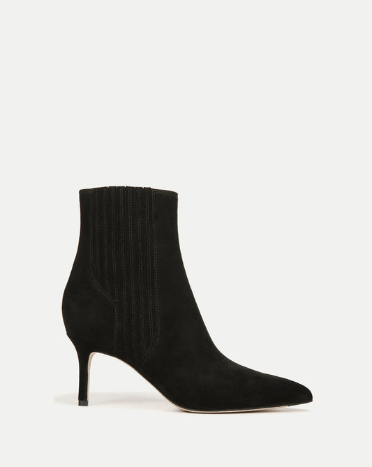 Lisa Mid-Heel Ankle Boot in Black Suede - Veronica Beard Signature