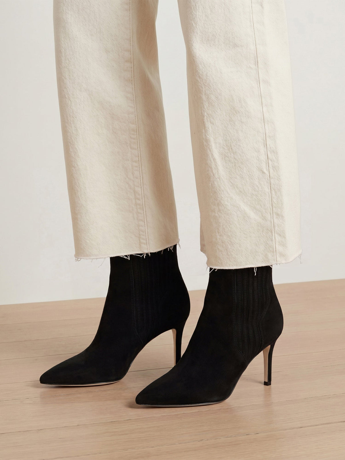 Lisa Mid-Heel Ankle Boot in Black Suede - Veronica Beard Signature