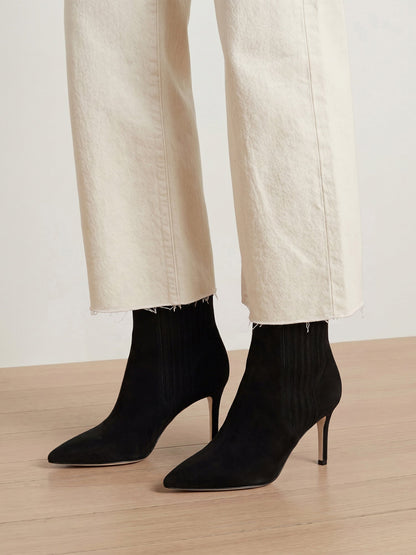 Lisa Mid-Heel Ankle Boot in Black Suede - Veronica Beard Signature