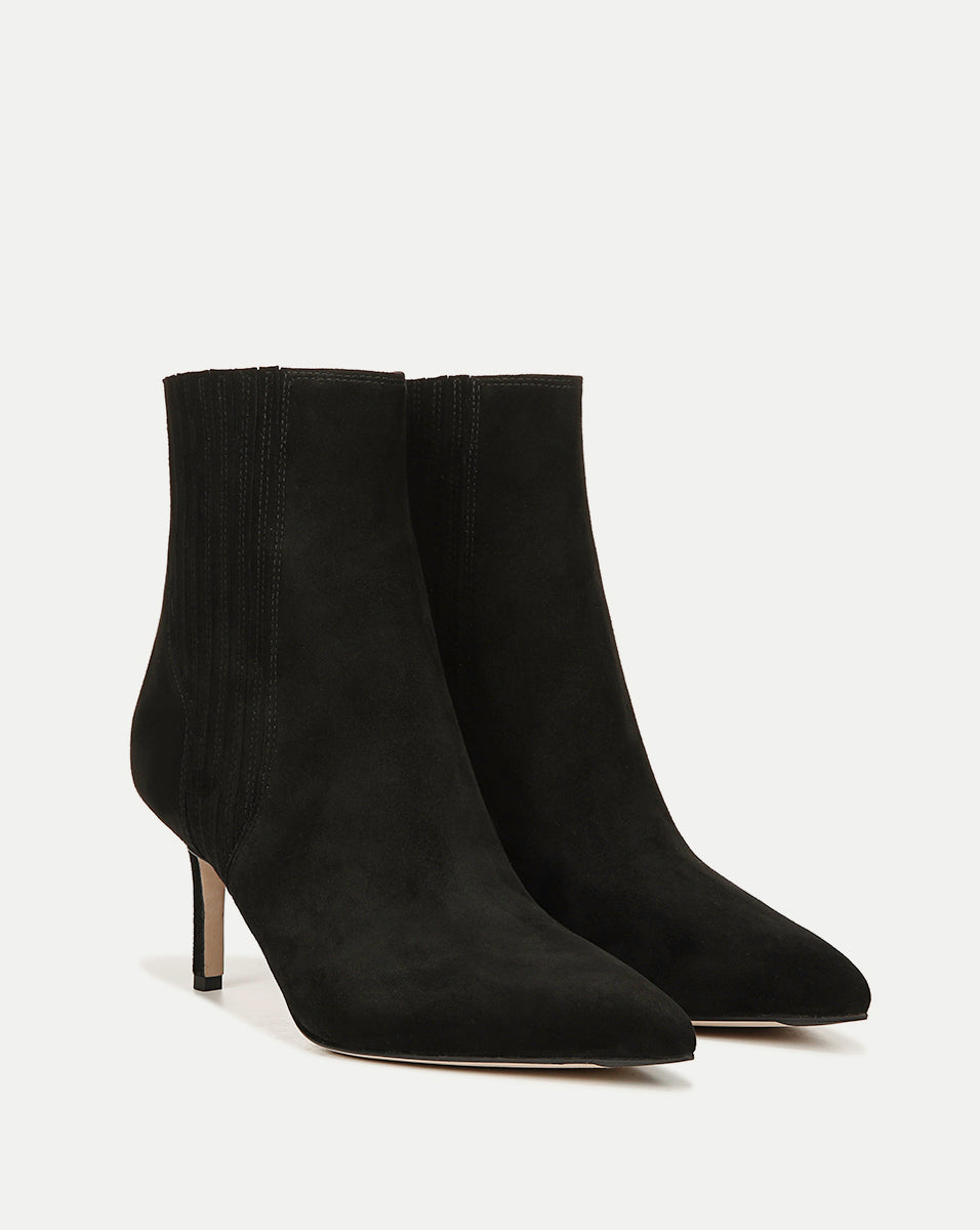 Lisa Mid-Heel Ankle Boot in Black Suede - Veronica Beard Signature