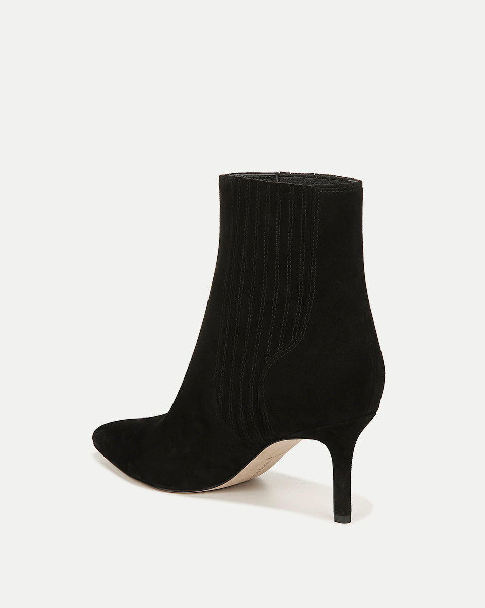Lisa Mid-Heel Ankle Boot in Black Suede - Veronica Beard Signature